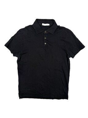 SuitSupply Polo Shirt Pique Cotton Short Sleeve Black Small